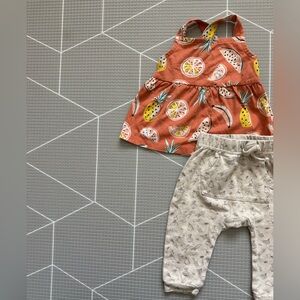 Rabbit + Bear|Baby girl summer set,Fruit-Print Orange Halter Top & novelty pants